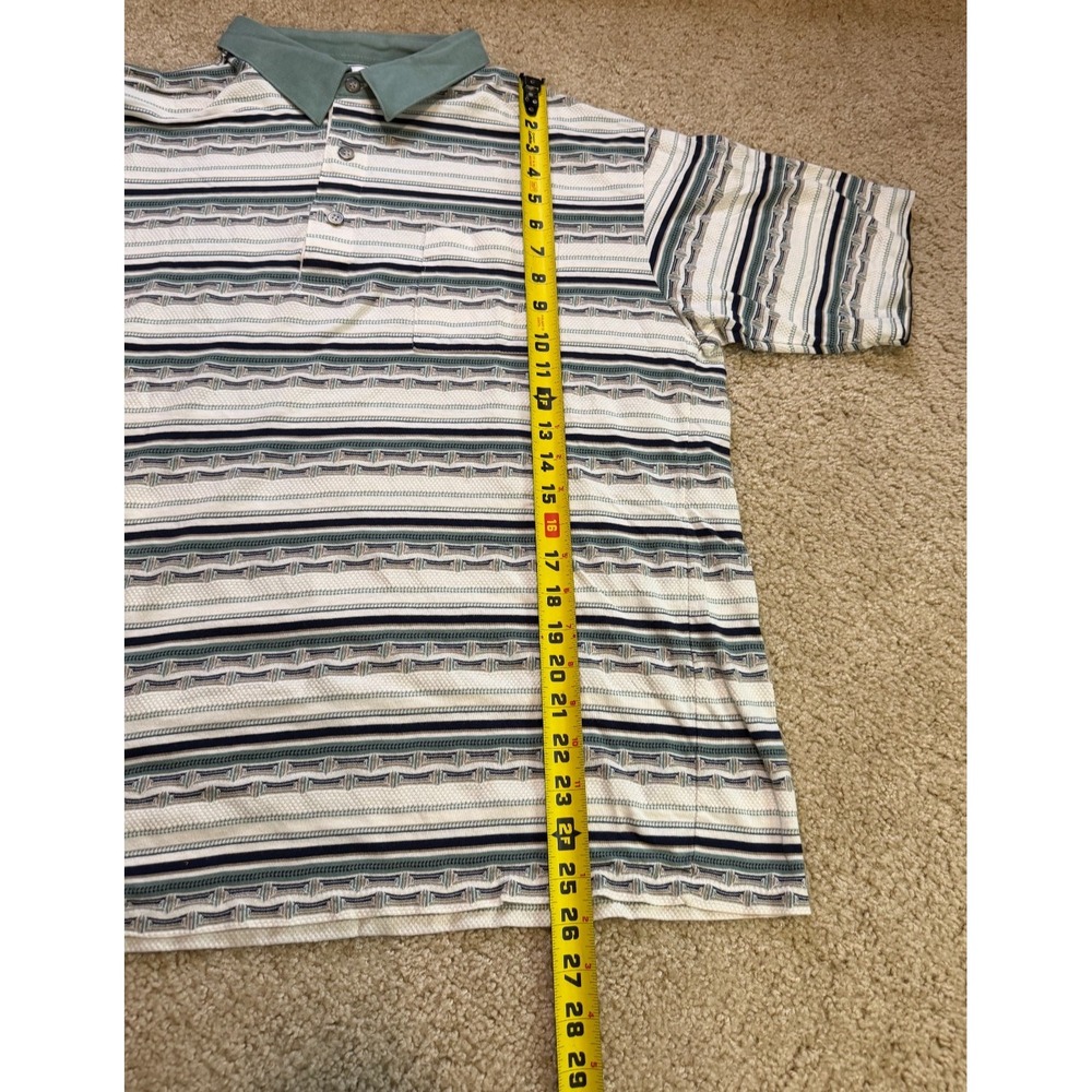Classics‎ By Palmland Polo Shirt Men's X-Large XL Geometric Short Sleeve Green - Picture 6 of 9